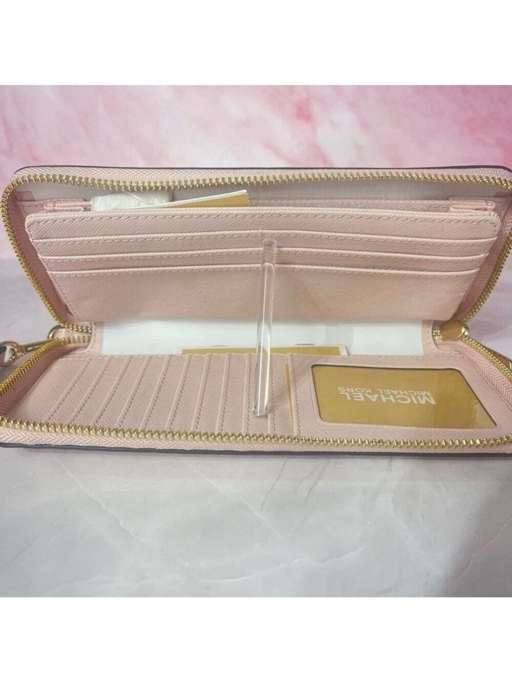 Michael Kors Reed Large CZ Belted Satchel & Matching Wallet Powder Blush Pink - Picture 12 of 14